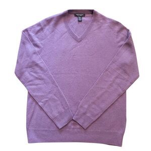 Paolo Mondo Sweater Men's Medium Purple Cashmere V Neck Pullover Soft Warm